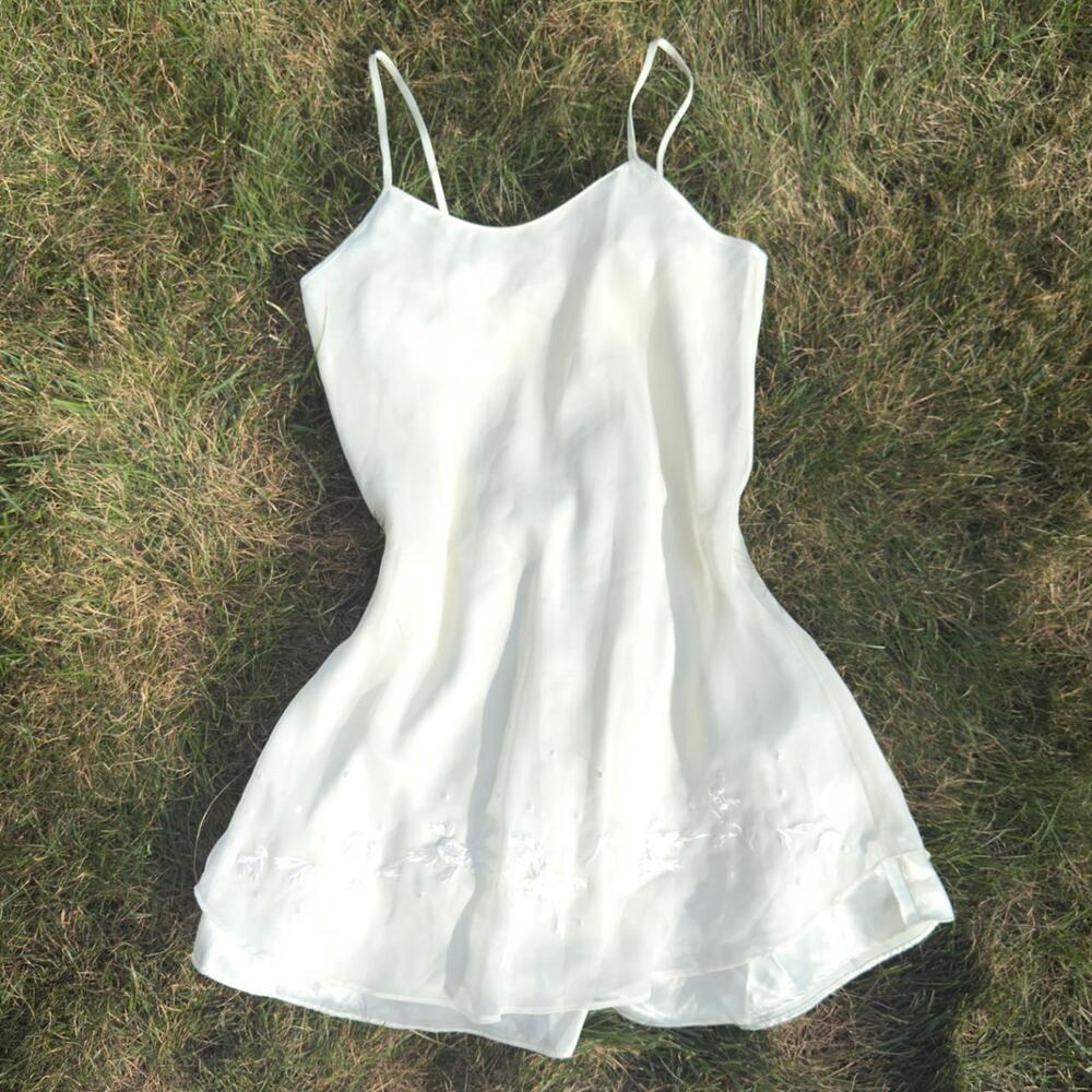 Vintage, Babydoll, Embroidered Lingerie Slip - Women's Size S